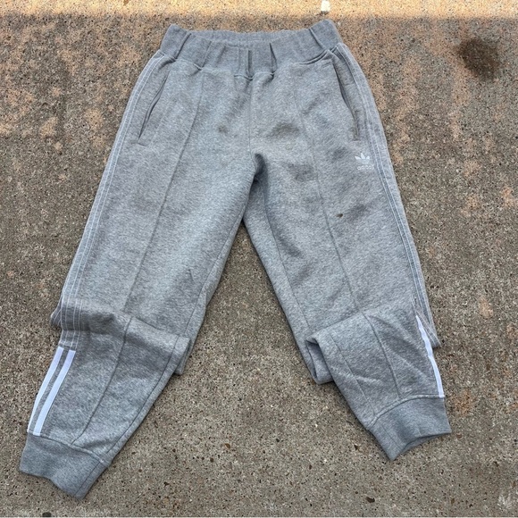 Adidas Light Gray Joggers with White Stripes - Picture 1 of 7